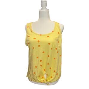 Yellow Citrus Orange Tank Top Women’s Size L Fruit Graphic Summer Spring Cute